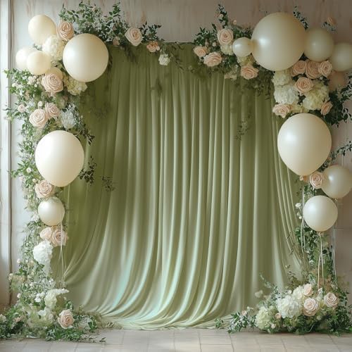 20x10FT Sage Green Backdrop Curtains for Wedding Parties, Wrinkle Free Photo Backdrop Curtains for Wedding Birthday Party Baby Shower, Fabric Drape with Rod Pockets 5ft x 10ft, 4 Panels - Image 5