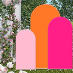 FYSUIMU 3 Pcs Pink Orange Arch Backdrop Covers Stretchy Spandex Arch Stand Fabric Cover for Wedding Birthday Baby Bridal Shower Anniversary Ceremony Party Decoration (4ft/5ft/6ft) - Image 4