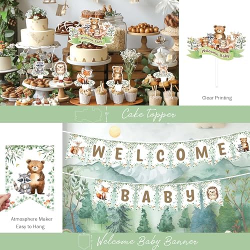 Party Inspo Woodland Baby Shower Decorations, Forest Animal Baby Shower Party Supplies, Neutral Theme Gender Reveal Party Ideas - Image 5