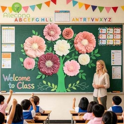 Alecono 6 Pcs Giant Paper Flowers Decorations for Wall(31" 24" 20") - Image 6