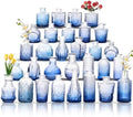 Glass Bud Vase Set of 30, Small Flower Vases, Glass Vases for Centerpieces, Vintage Home Table Decorations Bud Vases (30 Pcs, Blue) by BJONKZ