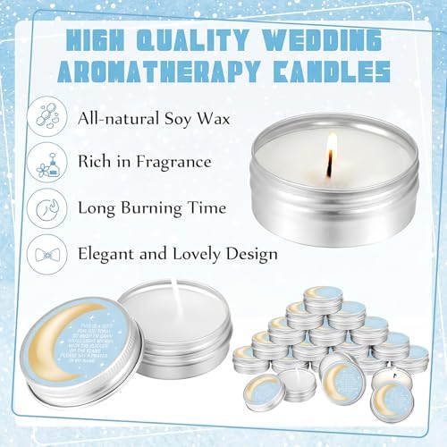 MTLEE 50 Pcs Over The Moon Baby Shower Candles 1 Oz, Light Blue - Image 6