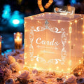 Acrylic Wedding Card Box with Lock LED Lights,Wedding Card Box for Wedding,Gift Card Box Money Box for Reception Baby Shower Birthday Party Graduation Decorations (10.2"x9.8"x7", Holds 200+ Cards) by Unknown