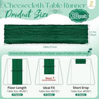 Showgeous 20 Pack Emerald Green Cheesecloth Table Runner, 17 x 108 Inches - Image 2