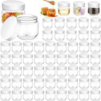 Tanlade 60 Pcs 3 oz Clear Plastic Mini Mason Jars with Lids, White by Tanlade