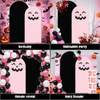 Halloween Ghost Arch Backdrop Covers Set of 2, Pink Black Boo Stretchy Arch Backdrop Stand Covers, Photography Background Arch Stand Covers for Baby Shower Birthday Wedding Party Decor - Image 5