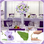 Tigeen 12 Bundles Peonies Artificial Flowers Faux Roses, Light Purple - Image 3