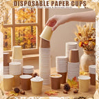 300 Pack 8 oz Gradient Brown Disposable Paper Cups for Thanksgiving Party - Image 4