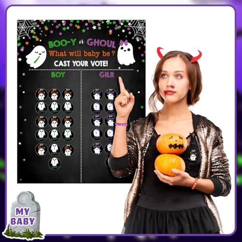 Deekin 101 Pcs Halloween Gender Reveal Party Supplies, Ghost Voting Poster - Image 5