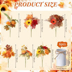 Zeyune 6 Set Artificial Centerpiece, Yellow, Orange, Red, Stylish Style - Image 2