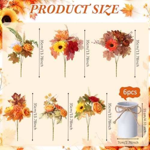 Zeyune 6 Set Artificial Centerpiece, Yellow, Orange, Red, Stylish Style - Image 2