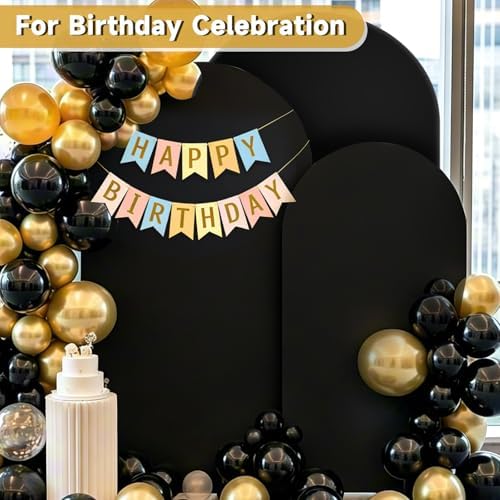 Hemmotop Stretchy Black Arch Backdrop Cover Set of 3-7.2ft, 6.6ft, 6ft - Image 5