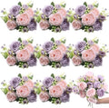 8 Bundles Artificial Peony Centerpiece Flowers,Pink, Purple by Yuxung