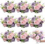 8 Bundles Artificial Peony Centerpiece Flowers,Pink, Purple by Yuxung
