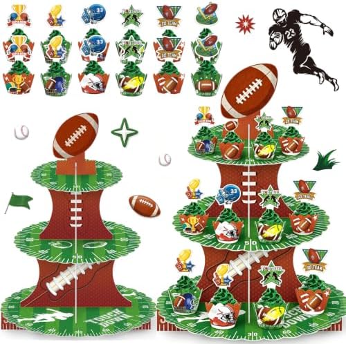 3 Tier Football Cupcake Stand for 24 Cupcakes,2 Pack Cupcake Holder Stand by HKOORLAMULS
