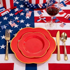 Liacere 50PCS Red Plastic Plates - Heavy Duty Disposable Plate-Red and Gold Include 25PCS Dinner Plate, 25PCS Dessert Plates for Party & Baby Shower & Graduation & Independence Day - Image 2