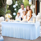 Shillance Baby Blue Spandex Table Covers 8ft, 6 Packs Fitted Table Covers for 6 Foot Tables Stretch Spandex Table Skirts Rectangle Tables for Event, Wedding, Banquet & Parties - Image 4