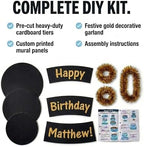 Anderson's Black & Gold Personalized Pop-Out Birthday Cake, Life-Size Faux Cake with Fun Font, Custom Name, Surprise Reveal Prop for Milestone Parties, Photo Ops, Store or Business Events - Image 2