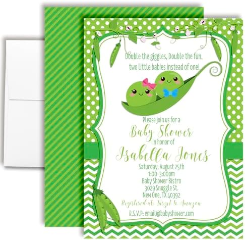 Amanda Creation Custom Baby Shower Invites Pea Pod Baby Shower Invitation 20 5x7 Custom Personalized Invites With Envelopes by AmandaCreation