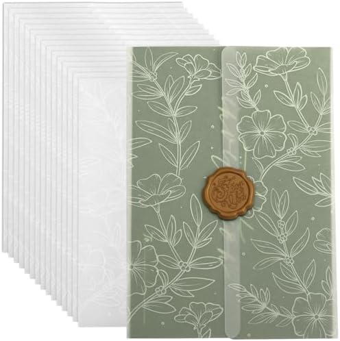 Vellum Jackets for 5x7 Invitations Floral Invitation Sleeves 100 Pcs by MIIOO