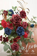 Ling's moment Welcome Sign Flowers, Wedding Floral Swag, Burgundy Navy Blue - Image 3
