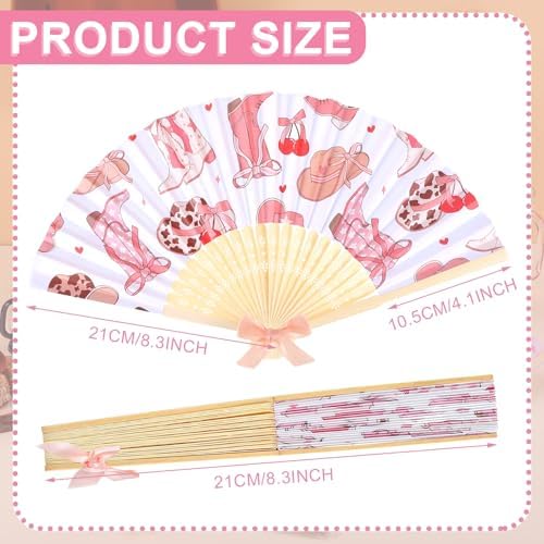 Roowest 36 Pcs Pink Cowgirl Party Favors Fans for Women, Tea Party Decor - Image 3
