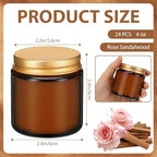 24 Pcs 4 Oz Mini Soy Wax Candles, Rose Sandalwood Scented Aromatherapy Candles Bulk Set, Stress Relief Relaxation Candle, Ideal for Wedding Birthday Party Favors, Gifts and Home Decor - Image 2
