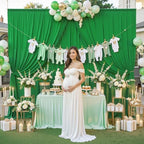 20 ft x 10 ft Wrinkle Free Green Backdrop Curtain for Parties, 4 Panels 10ft Polyester Green Photo Backdrop Drapes for Graduation Birthday Wedding Party Stage Curtains - Image 2