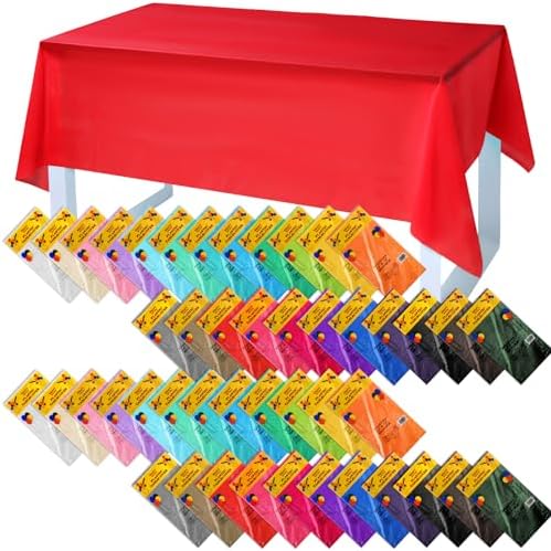 Newwiee 46 Pack Colorful Plastic Tablecloths Bulk 54" x 72" by Newwiee