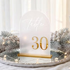 Frosted Arch Table Numbers 1-30 with Stands, Gold 3D Wedding Table Numbers - Image 2