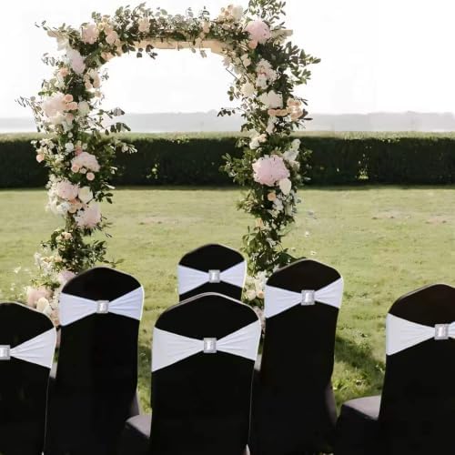 Spandex White Chair Sashes Bows 50 PCS Stretch Chair Cover Band - Image 5