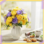 Geosar 16 Bundles Artificial Peonies Flowers,Purple, Yellow - Image 4