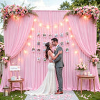 30x10ft Pink Backdrop Curtain for Baby Shower Parties Wrinkle Free Fabric Backdrop Curtain Wedding Photo Backdrop Drapes for Girls Birthday Party Gender Reveal Photography Back Drop 6 Panels 5x10FT - Image 3