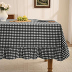 Romanstile Gingham Ruffled Tablecloth Rectangle, 60 x 120 Inch, Black by Romanstile