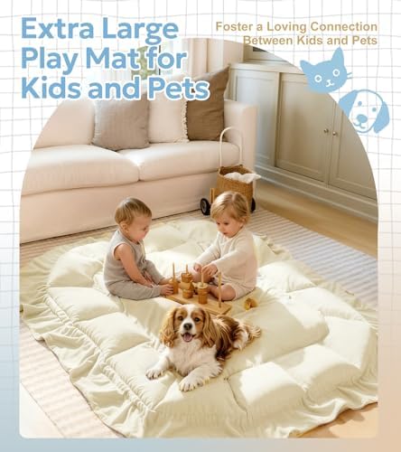 Mallify 5-in-1 Plush Baby Play Gym, Baby Play Mat, Convertible Baby Gym with Blanket and 6 Toys, Tummy time mat, Baby Activity Center from Newborn to Toddler, Baby Gym, Baby Newborn Essentials,Cream - Image 6