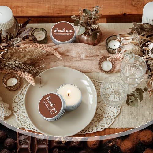 MTLEE 50 Pcs Chocolate Brown Thank You Candles Baby Shower Wedding Favors - Image 4