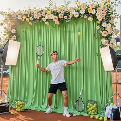 Sage Green Backdrop Curtain 10x10ft - Wrinkle Free Polyester Photo Curtain Backdrop Wedding Back Drop Fabric Drapes for Party Decorations Background for Photography - Image 4