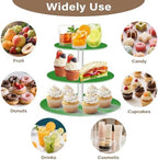 J JOYSAY Green Print Acrylic Cupcake Stand 3 Tier Dessert Table Display Set Clear Cake Stands for Party Wedding Baby Shower Decorations Easy Assembly Donut Tower - Image 5