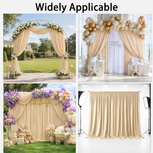 20x12 ft Champagne Backdrop Curtains for Wedding, Party and Photo - Image 5