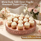 16 Inch Rose Gold Cake Stand, Round Metal Dessert Display with Ornate Filigree Lace, Dual‑Coated Premium Finish for Wedding, Anniversary & Elegant Home Decor - Image 4