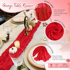 Showgeous 20 Pack Red Cheesecloth Table Runner, 17 x 108 Inches - Image 3
