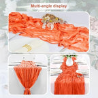 6 Pack Orange Cheesecloth Table Runner 35x120 Inch 10Ft Rustic Gauze Cheese Cloth Table Runner Sheer Cheesecloth Table Runners for Wedding Party Bridal Shower Decoration - Image 6