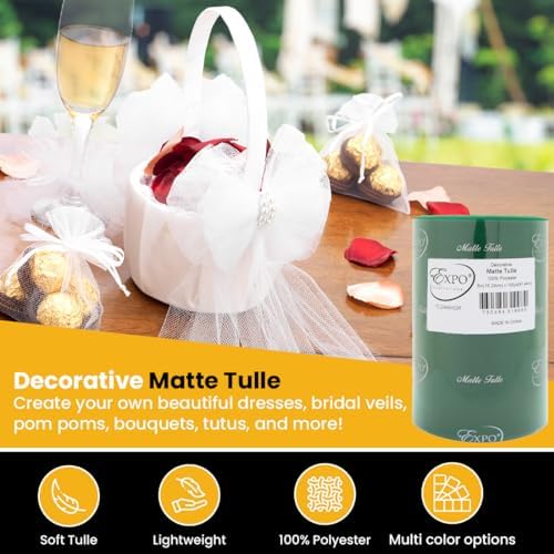 Expo International Decorative Matte Tulle, Roll/Spool of 6” X 100 Yards, Lightweight Polyester Tulle Fabric for Tutus, Costumes, and Party Decorations, Washable, Easy-to-Use, Hunter Green - Image 5