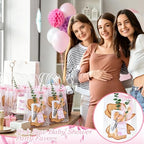 56 Pcs Pink Bow Baby Shower Prizes for Game Winners 6 Sets Bamboo Cheese Board Spoon Fork Butter Spreaders Plaid Towel Thank You Card and Gift Bags for Coquette Pink Bow Baby Shower Favors - Image 6