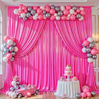Hot Pink Satin Backdrop Curtains 6 Panels - Glitter Photo Drapes for Baby Shower, 30x10FT Shimmer Back Drop Cloth, Wrinkle Free for Birthday Wedding Holiday Celebration Bachelorette Party Decorations - Image 6