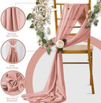 Horbaunal 12 Pack Dusty Rose Chiffon Table Runners 10FT, 29x120 Inches - Image 4