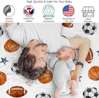 Sweet Jojo Designs 2-Piece Baby Muslin Swaddle Blanket Set (Sports Theme) for Boys, Infant Nursery, Lightweight Cotton Blanket for Newborns (Solid Blue, Watercolor, Vintage Sport Themed, Soccer Balls) - Image 2