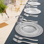 Ciaell 150PCS Clear Silver Plastic Plates - Silver Disposable Plates include 25Dinner Plate, 25Dessert Plate, 25Forks, 25Knives, 25Spoons, 25Cups for Weddings & Parties - Image 5