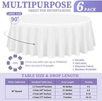 Showgeous 90 Inch White Round Tablecloths, Polyester Table Covers - Image 2