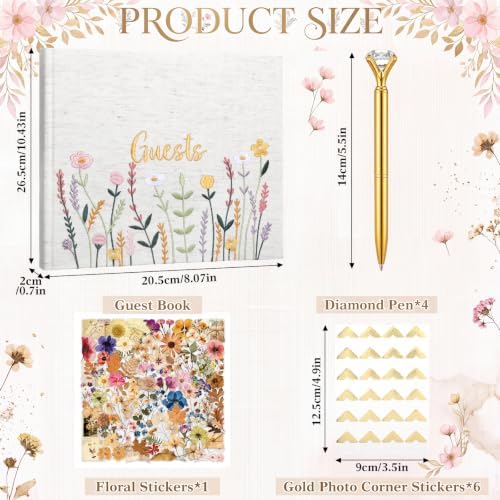 Sabary Personalized Wedding Linen Floral Embroidered Guest Book - Image 3